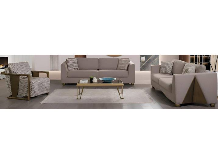 Xlmoebel Polstergarnitur Hellbraunes minimalistisches Sofa-Set für modernes Wohnen, (Sofa-Set, 4-tlg., 3-Sitzer Sofa-Set mit Sessel und Couchtisch), Made in Europa