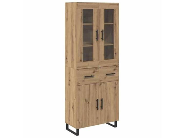 Kaorsrow Highboard 2er Set Artisan-Eiche 69,5x34x180cm Holzwerkstoff Zweiteiliges Highboard Set in Artisan-Eiche-Optik mit Glaselementen und Eisenbeinen für mehr Stauraum im Esszimmer.