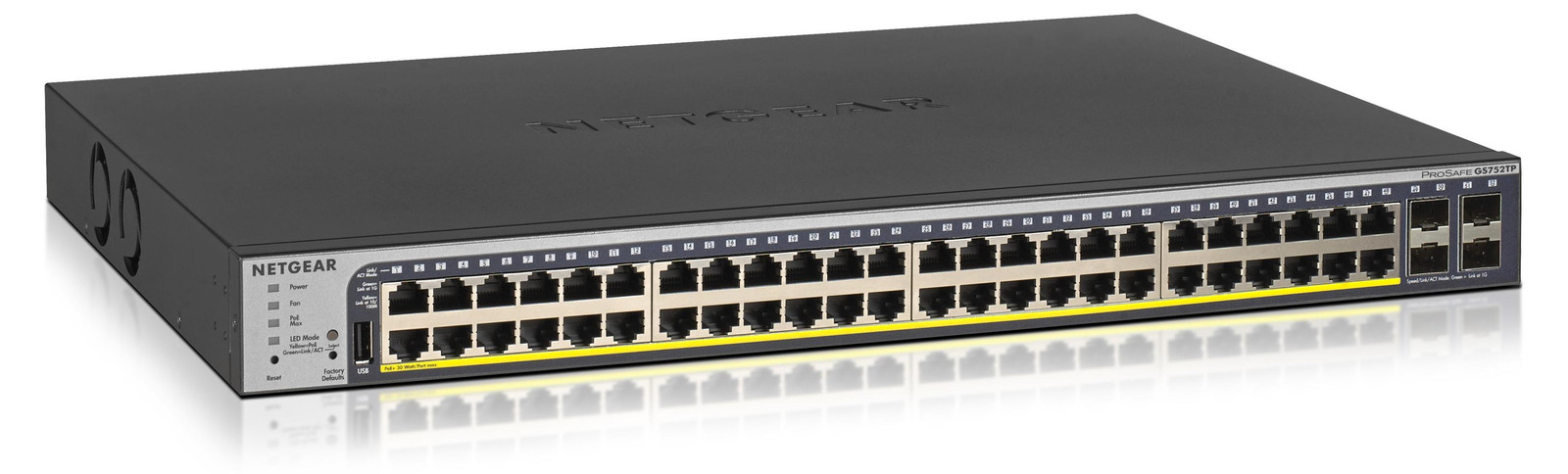 Netgear GS752TP-300EUS Managed L2/L3/L4 Gigabit Ethernet Network Switch met PoE, 1U, Zwart