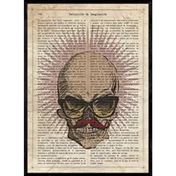 POSTER Schädel Mit Brille Und Schnurrbart A4 Rahmenlos