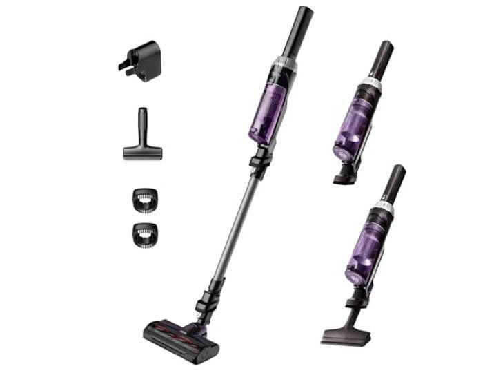 Rowenta X-Nano kabelloser Akkustaubsauger, Lithium-Ionen Batterie, Ultraleicht, 2-in-1 Stabstaubsauger & Handstaubsauger kabellos, bis zu 40 Min. Laufzeit, inkl. Zubehör, grau-lila, RH1128