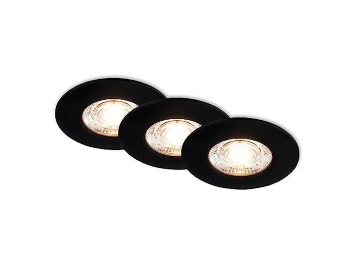 BRILONER – 3er Set LED Einbaustrahler 230V, LED Strahler Badezimmer IP44, Deckenstrahler, Spots, Deckenspots flach, Schwarz