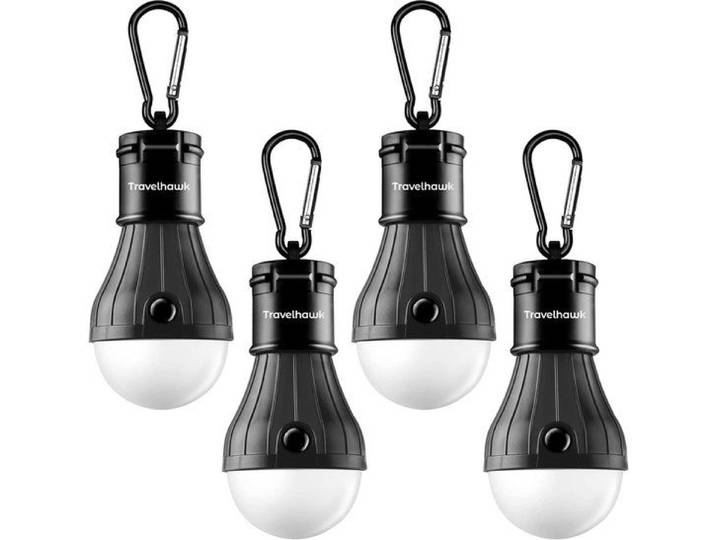 Travelhawk Campinglamp - 4 Stuks - LED - Waterbestendig - Zwart (4 stuks)