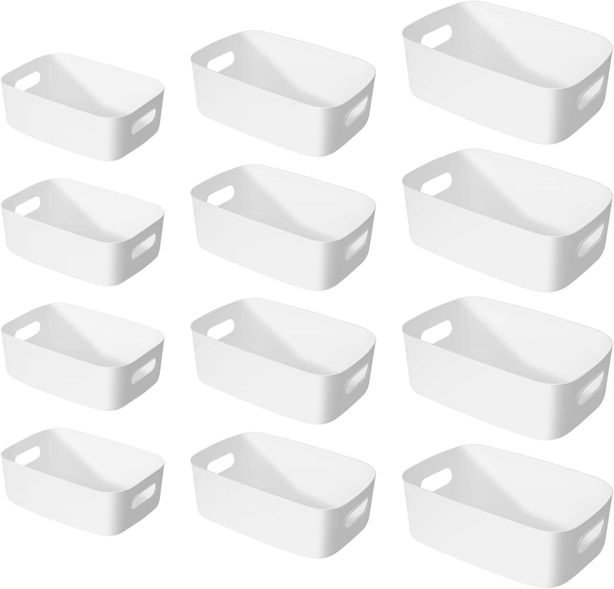 Thijox 12 Witte Kunststof Opbergdozen met Handgrepen voor Keuken, Badkamer en Organisatie