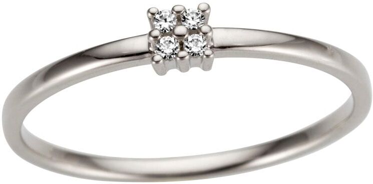 Diamantring FIRETTI "Schmuck Geschenk Gold 333 Damenring Goldring Diamant" Gr. 18, weiß (weißgoldfarben), Fingerringe, Damen, 18, 0,04 P2 = erkennbare Einschlüsse, Diamanten Weißgold 333, 1,5mm, Diamanten, Weißgold 333, Diamantring, mit Brillanten