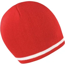 Result Unisex Strickmütze mit Streifen in Kontrastfarbe Mütze R368X red/white one size
