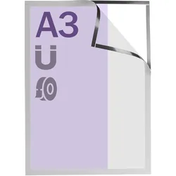 Magnetrahmen A3, selbstklebend selbstklebend vollflächig | silber, Hart-PVC
