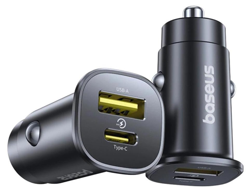 Baseus Gotrip Autolader USB-C / USB-A, 30W - Zwart