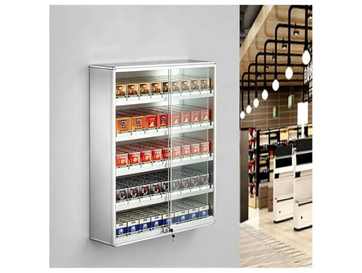exproyzk Zigaretten-Verkaufsschrank – Kommerzielles Verkaufsdisplay Für Zigarren Und Süßwaren – Theken-Organizer Mit Schloss Und Schlüssel – Für Supermärkte Und Stores(56.5x17.3x75cm)