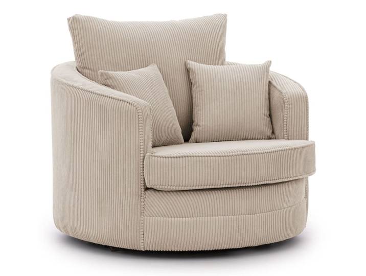 Fauteuil pivotant rotatif à 360° en tissu côtelé