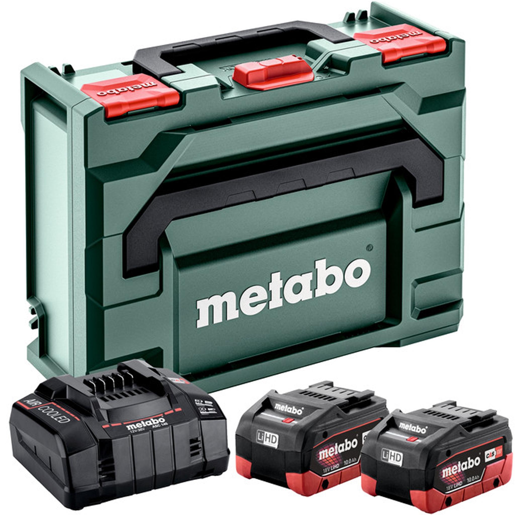 Metabo Basis Set LiHD 18V 2 x 10,0 Ah Akkus und Ladegerät ASC 145 in metaBOX 145