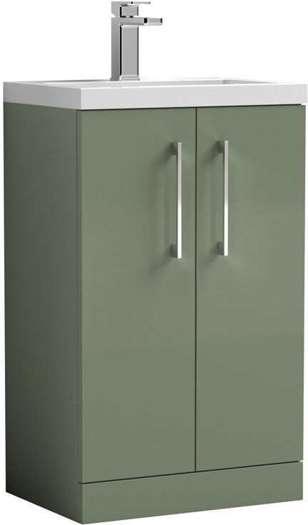 Nuie Arno 505mm Single Bathroom Vanity with Drop In Polymarble Basin Satin Green 505mm W