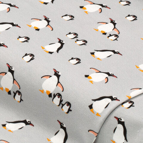 Baumwoll-Jersey "Pinguine" mit Elasthan, grau-color