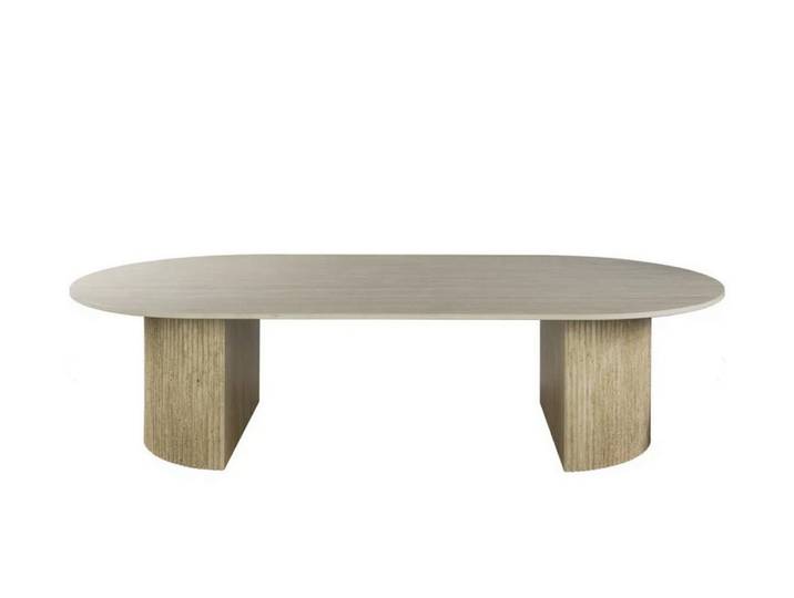 Table basse ovale en céramique aspect travertin