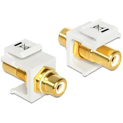 DELOCK Keystone Cinch Buchse weiß vergoldet