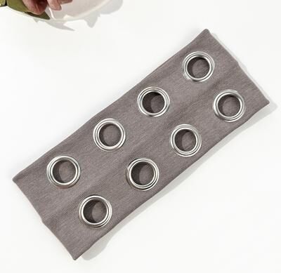 Modern Mode Marketplace Punk Metallic Eyelet Stretch Headband For Festivals champagne