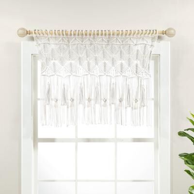 "Lush Decor Boho Macrame Tassel Cotton Valance/Kitchen Curtain/Wall Decor Single - 30"" x 40"""