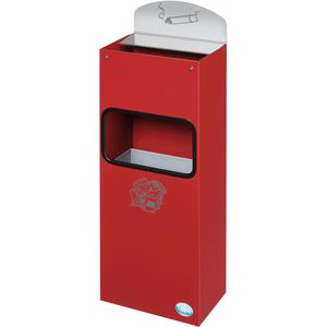 VAR Aschenbecher WH51, 14921, rot, für Outdoor, 2in1, Aschenbecher & Mülleimer aus Metall, 22 x 55cm, 4 Liter