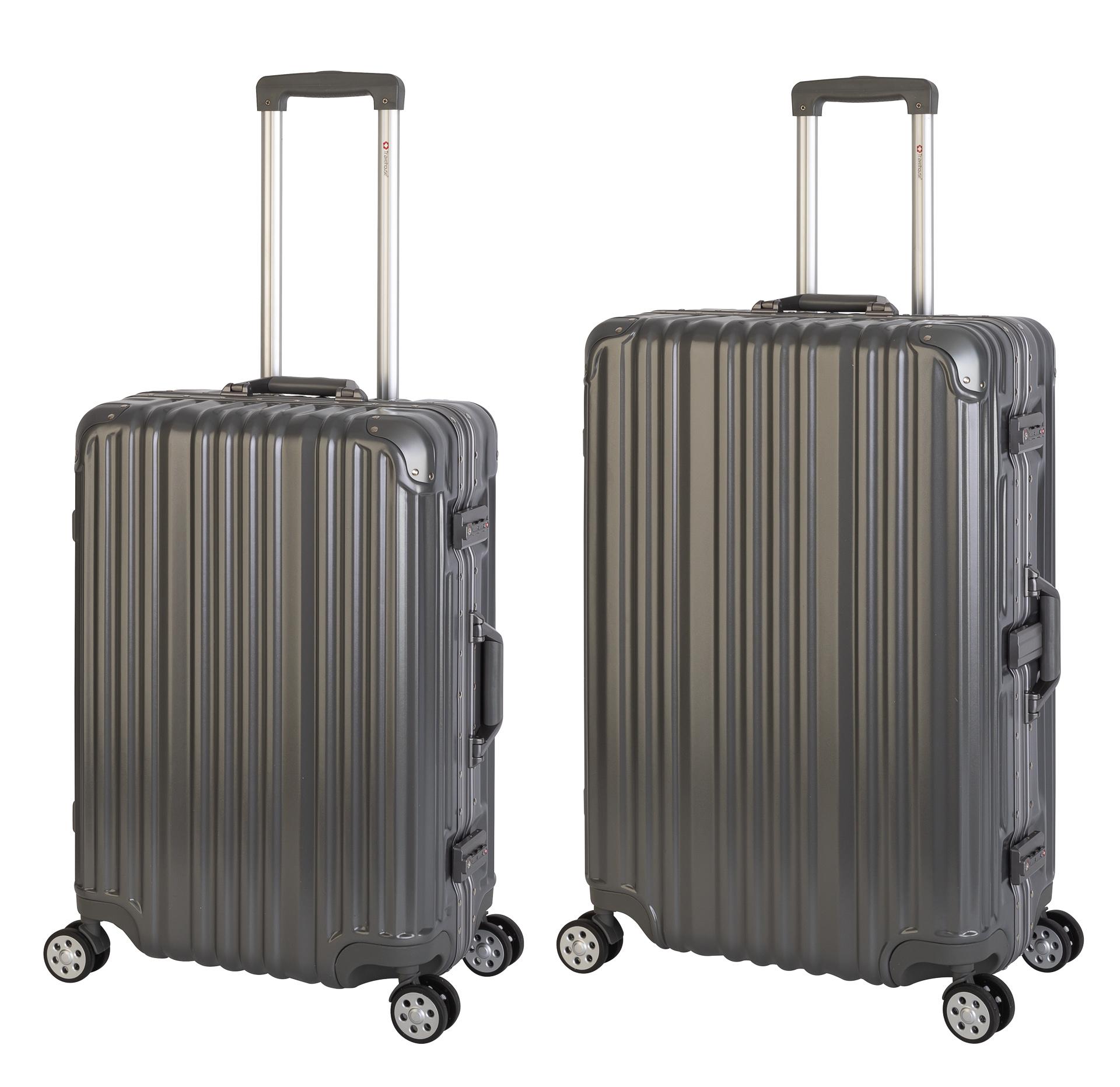 Travelhouse London - 2er Reisekoffer Set M+L - Polycarbonat Hartschale Grau