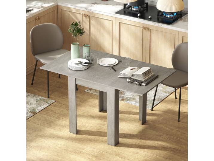 HOMCOM Table Extensible 4-6 Pers Bois et Acier Gris