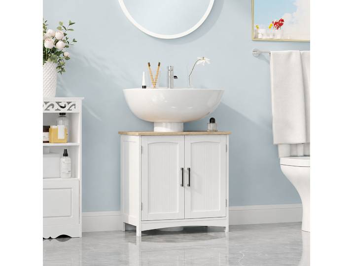 kleankin Meuble Sous-Lavabo Moderne Bois 60x30x60 cm Blanc