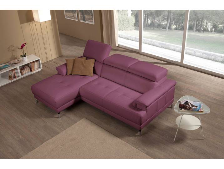 Ecksofa, Leder NUVOLE, Lila 250×166 cm, Recamiere Links, Modern, EGOITALIANO