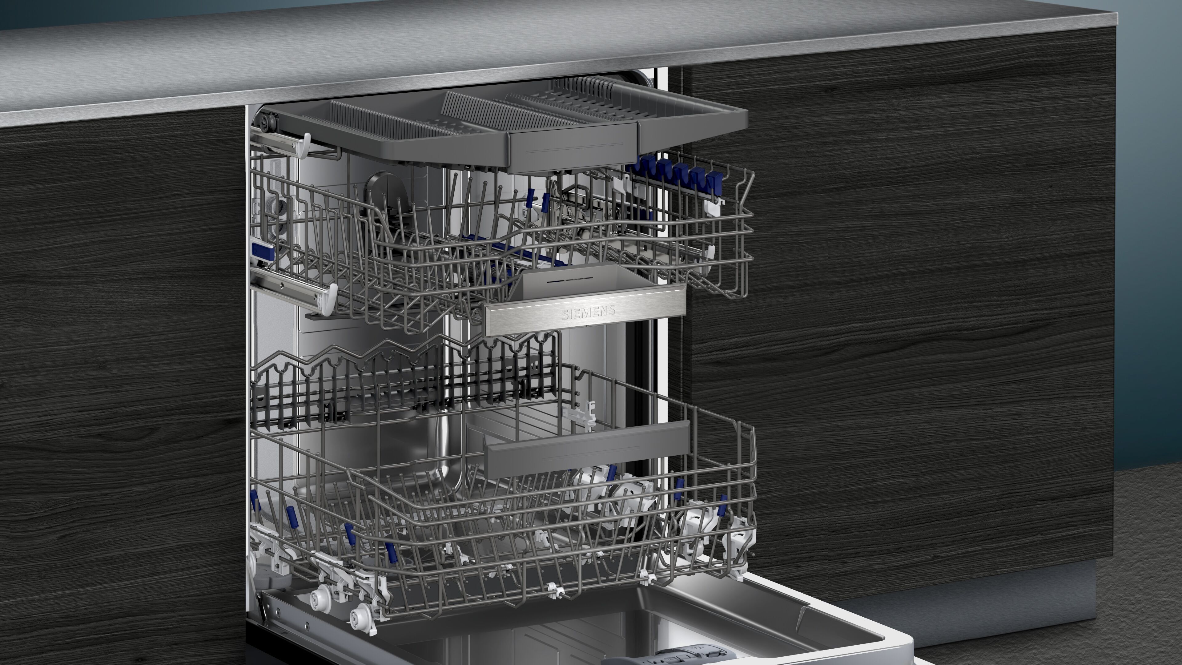 SIEMENS teilintegrierbarer Geschirrspüler "SN55ZS07CE", Energieeffizienz: B (A-G), silber (edelstahl), B:59,8cm H:81,5cm T:57,3cm, Geschirrspüler, Bessere Trocknung & weniger Energieverbrauch dank Zeolith
