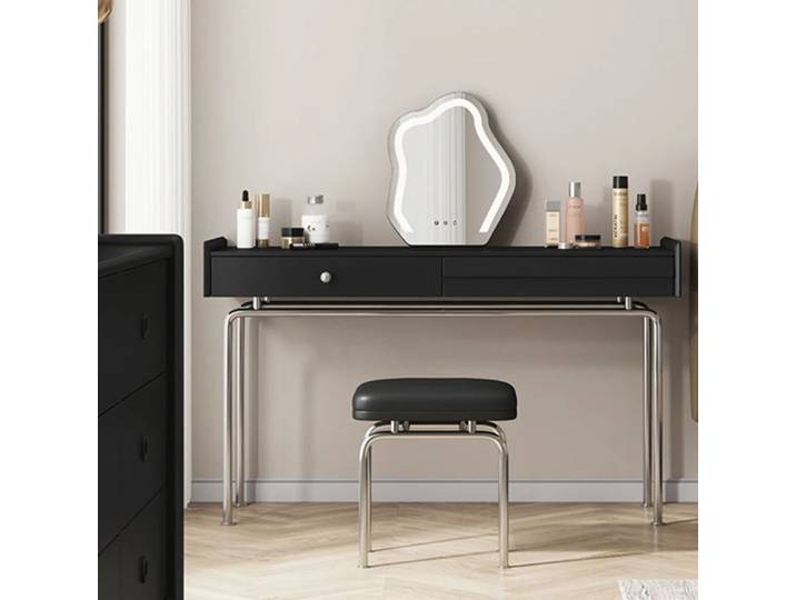 Coiffeuse de Style nordique, organisateur noir moderne pour filles, chaise classique Toaletka Z Lustrem, décoration de la maison