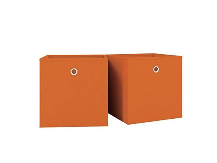 VCM 911304 Boxas Lot de Deux Boîtes Pliantes Tissu Orange 28 x 27 x 27 cm