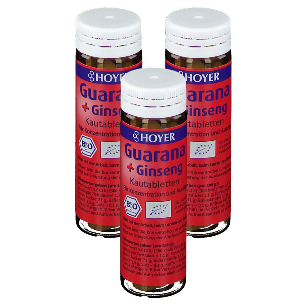 Hoyer Bio Guarana und Ginseng 3x60 St Kautabletten