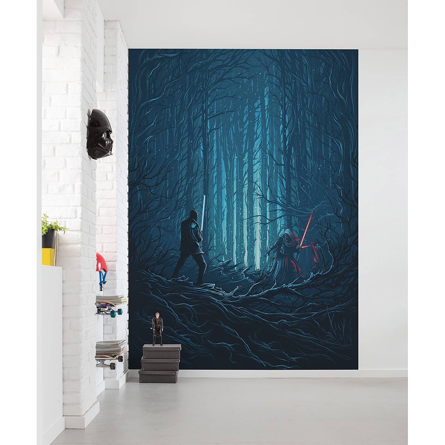 home24 Fotobehang Star Wars Wood Fight Blauw B: 200 cm, H: 280 cm