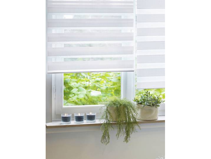 Doppelrollo GARDINIA mit Aluminiumkassette Gr. 5, weiss (weiß), B:140cm H:160cm, Polyester, Rollos, Doppelrollo, Hochwertige Optik und Staubschutz