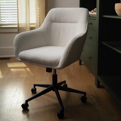 Martha Stewart Rayna Upholstered Swivel Office Chair with Metal Frame