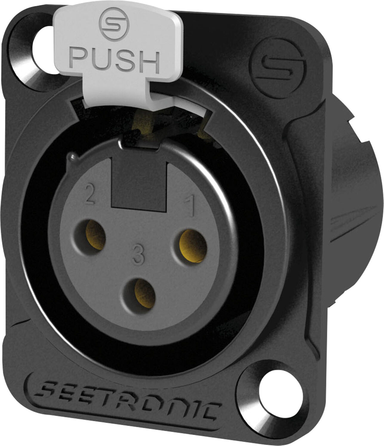 Seetronic Xlr 3p Chassis – Weiblich, Goldkontakte – Schwarzes Gehäuse