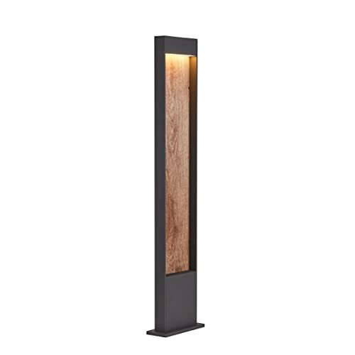 SLV Flatt Pole 100 LED buitenarmatuur met hout, bruin, Hoogte: 100 cm
