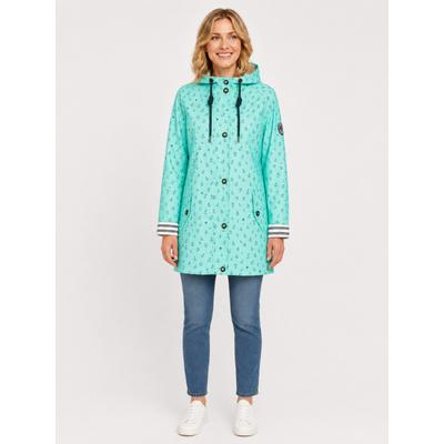 Regenjacke ANKERGLUT "Friesennerz Regenmantel, Longjacket", Damen, Gr. 44L, blau (türkis), Web, Obermaterial: 100% Polyurethan. Futter: 100% Polyester, figurumspielend hüftbedeckend, gerader Abschluss mit Druckknopf, Jacken Regenjacke, mit...