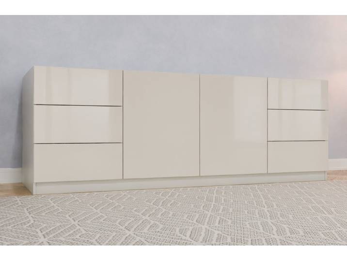 TV-Möbel nach Maß - RAL 9001 Cremeweiß - 85x240x82cm - Individuell konfigurieren