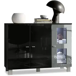 SIDEBOARD Denjo Tür in Grau Hochglanz