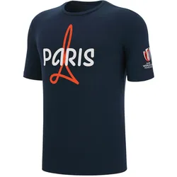 Macron, Herren, Sportshirt, poycotton t-shirt rwc frankreich 2023 paris (L), Blau