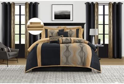 Nanshing Kath 15 Piece Jacquard Geometric Comforter Set, Room in a Bag