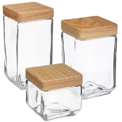 WellHome - Set mit 3 quadratischen Gläsern, 0,85 l / 1,7 l / 2 l