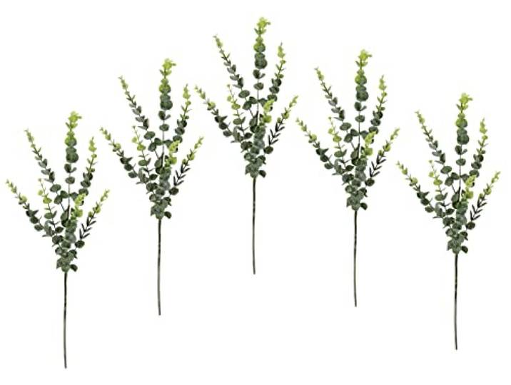 Künstlicher Eukalyptuszweig Blattzweig Zweig Eukalyptus Dekozweig Deko Einzelzweig Kranz Beiwerk Kunstblume Stielblume 5erSet