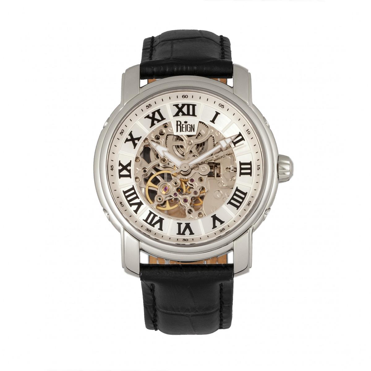 Reign Kahn automatisch skelet horloge met leren band