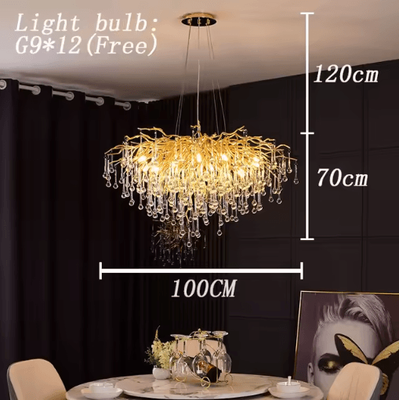 Inspire Picks Nordic Gold K9 Crystal Chandelier Modern Luxury LED Ceiling Light dia100cm pendant gold Body warm White