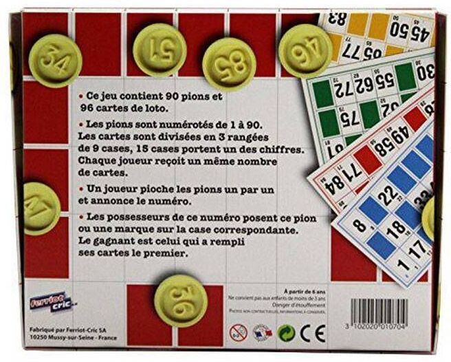 Ferriot Cric Coffret Loto - 90 Pions et 96 Cartes
