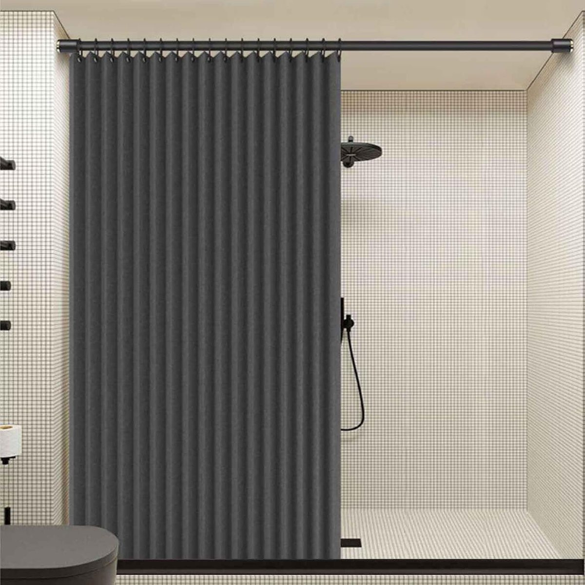 Hengel vouwdeur kamerverdeler gordijn met magnetische sluiting - Grijs - 200 x 180 cm