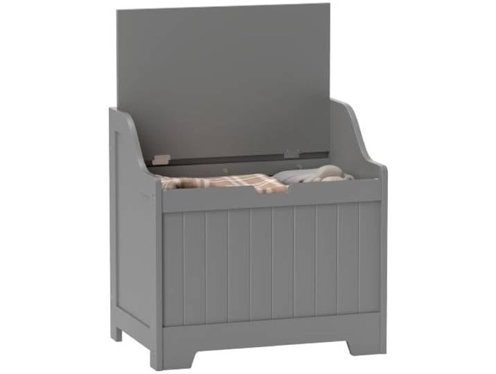 HOMCOM Truhe, Aufbewahrungsbox mit Deckel, Auflagenbox Aufbewahrungstruhe, Spielzeugtruhe, Gerätetruhe, für Wohnzimmer, Schlafzimmer, Weiß, 56,5 x 38 x 56 cm