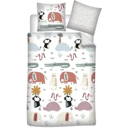 Kinder-Bettwäsche Set mit Tierdesigns – Baumwolle 140x200 cm Bettbezug & Kissenbezug 65x65 cm