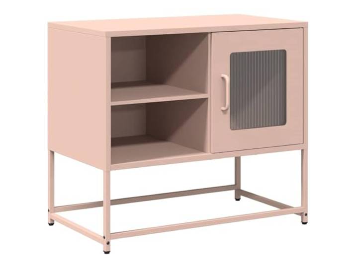 Roanoer TV-Schrank Metall Rosa 68x39x60,5 cm Fernsehtisch Kompakte TV-Anrichte aus Stahl für Schlafzimmer und Wohnzimmer mit flexibler Tür sowie robuster Metallkonstruktion.