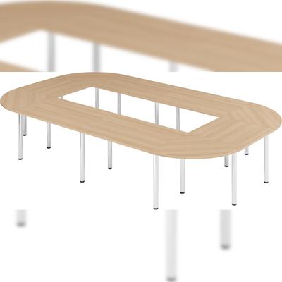 bümö Konferenztisch O-Form 400x240 cm großer Besprechungstisch in Eiche, Besprechungstisch mit Chromfüßen, Meetingtisch für 14 Personen, Tisch für